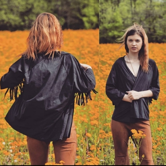 RELISTED Black fringed suede cardigan - Picture 4 of 6